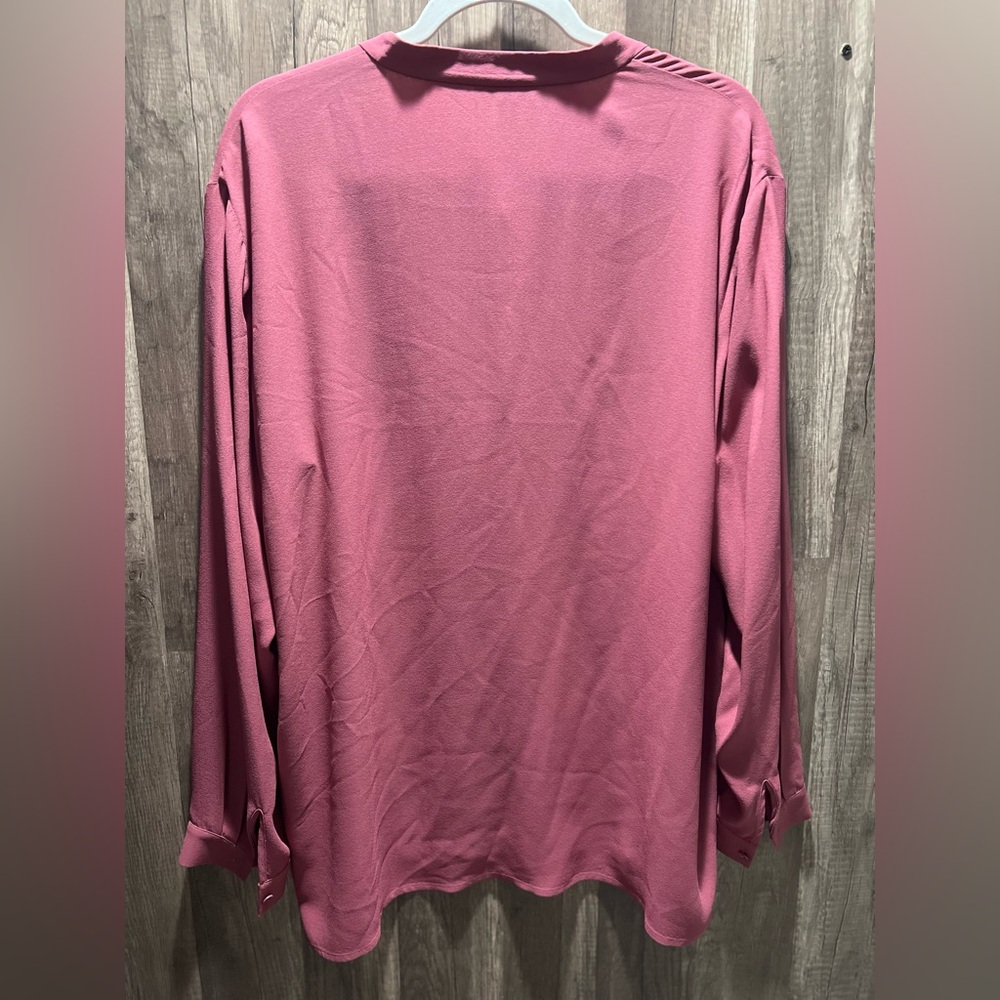Eileen Fisher Silk Rose Button Long Sleeve Shirt Women’s Large Georgette Crepe - Picture 4 of 4